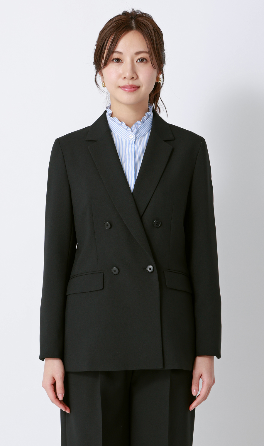 4ボタンダブルジャケット【セットアップ着用可】 ブラック S