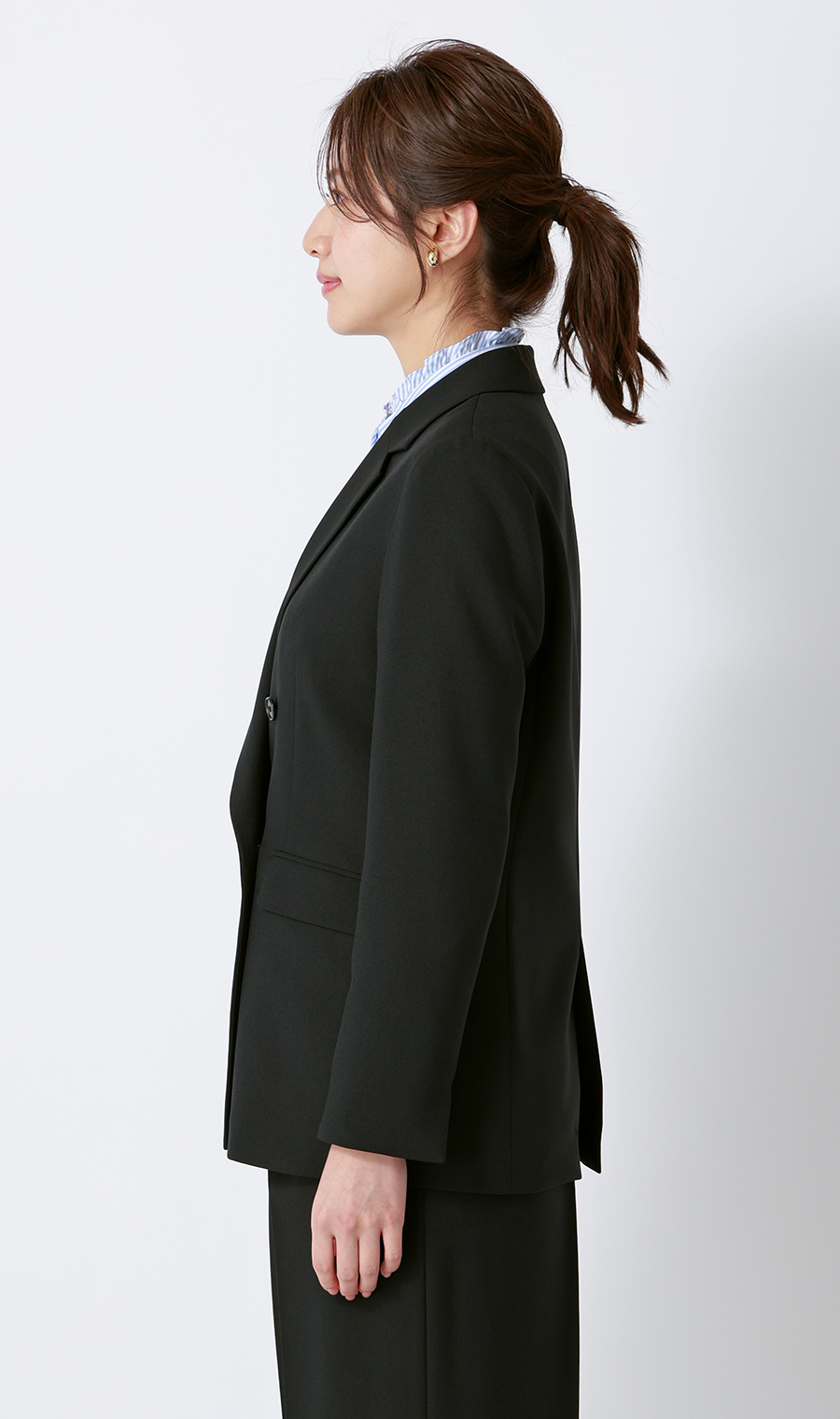 4ボタンダブルジャケット【セットアップ着用可】 ブラック S