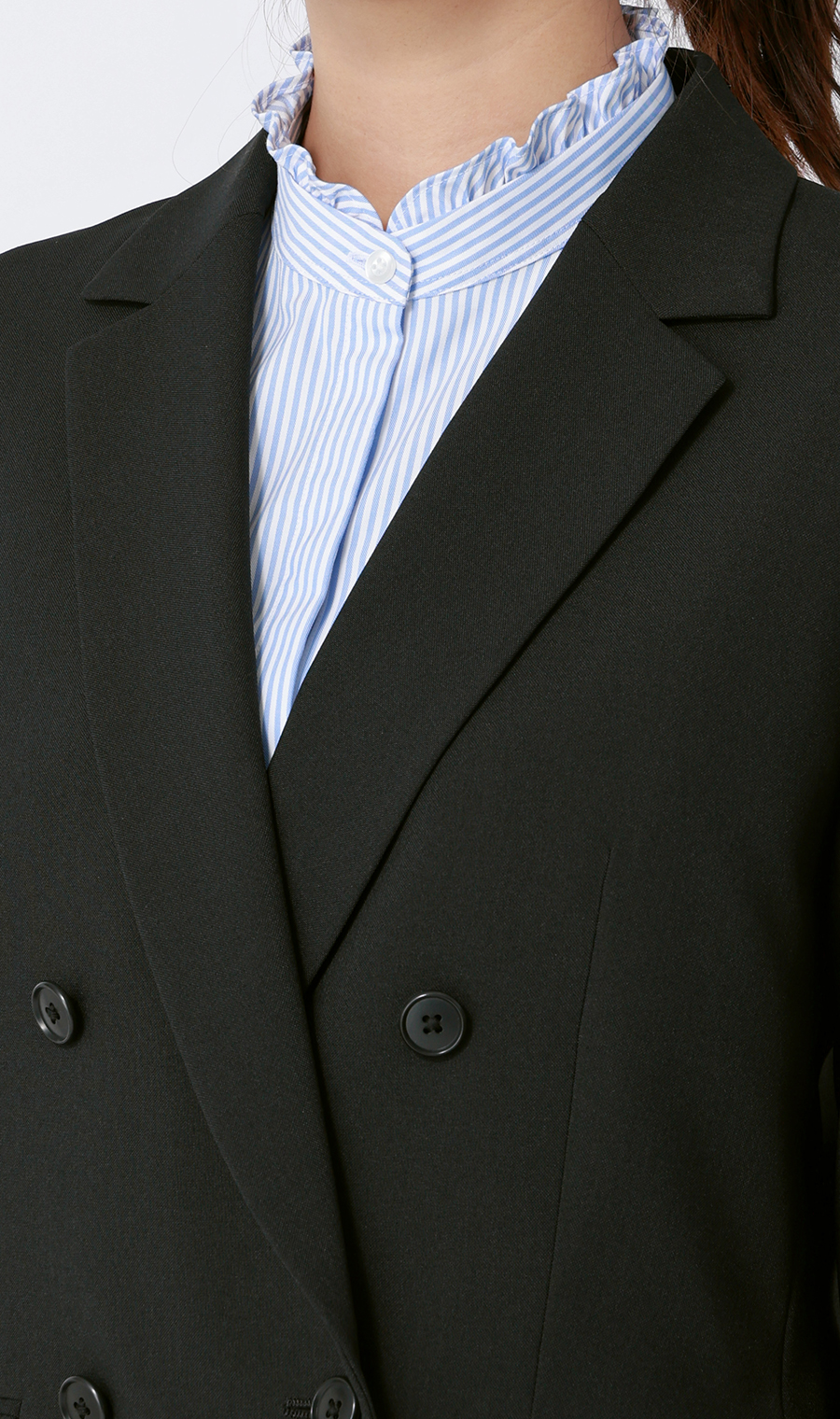 4ボタンダブルジャケット【セットアップ着用可】 ブラック S