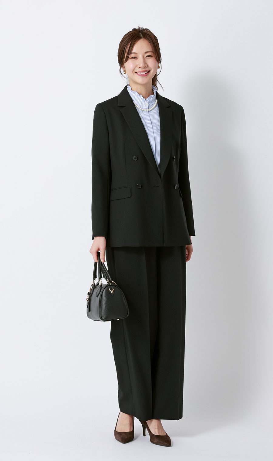 4ボタンダブルジャケット【セットアップ着用可】 ブラック S