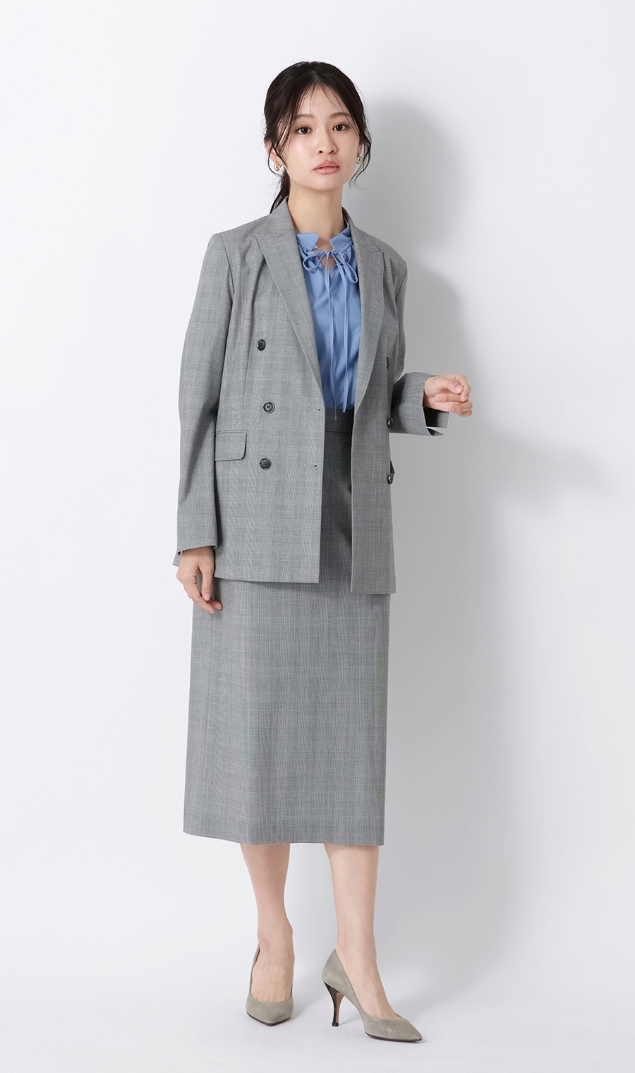 6ボタンダブルジャケット【超接触冷感】【セットアップ着用可】 グレー S