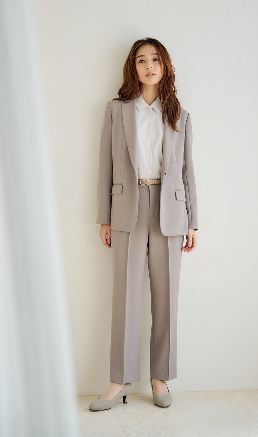 【みんなのスーツ】テーラードジャケット【セットアップ着用可】 グレージュ SS