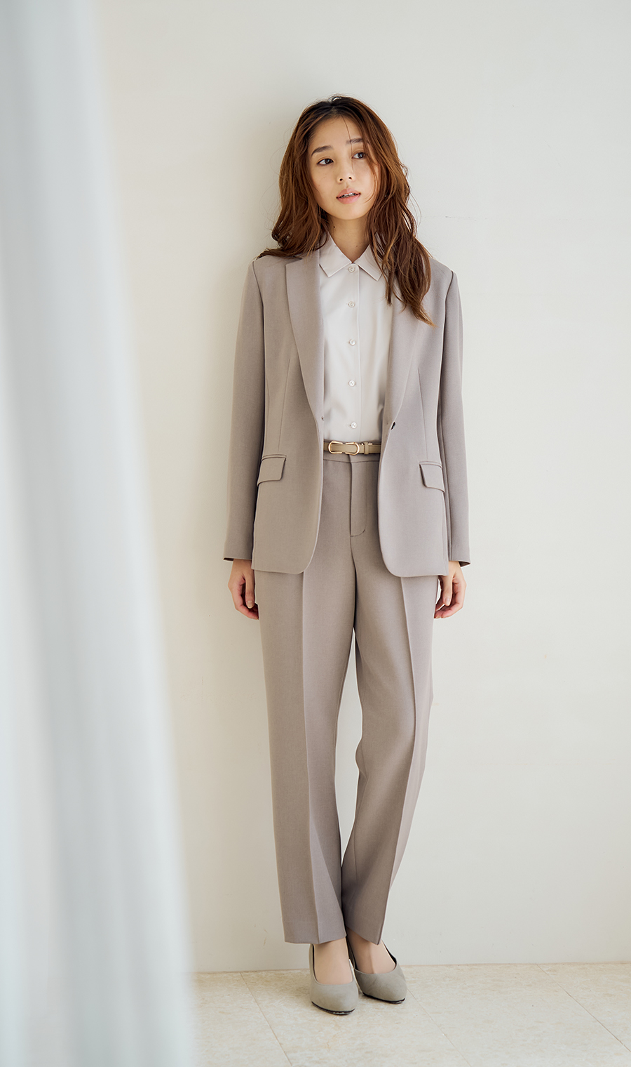 【みんなのスーツ】テーラードジャケット【セットアップ着用可】 グレージュ SS