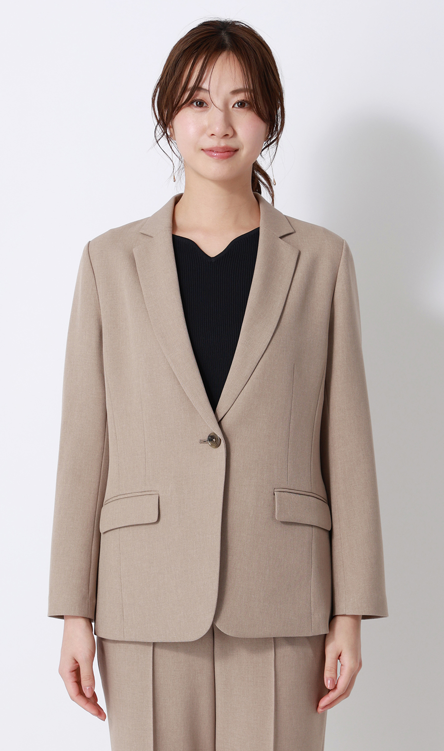 【みんなのスーツ】テーラードジャケット【セットアップ着用可】 ベージュ 3L