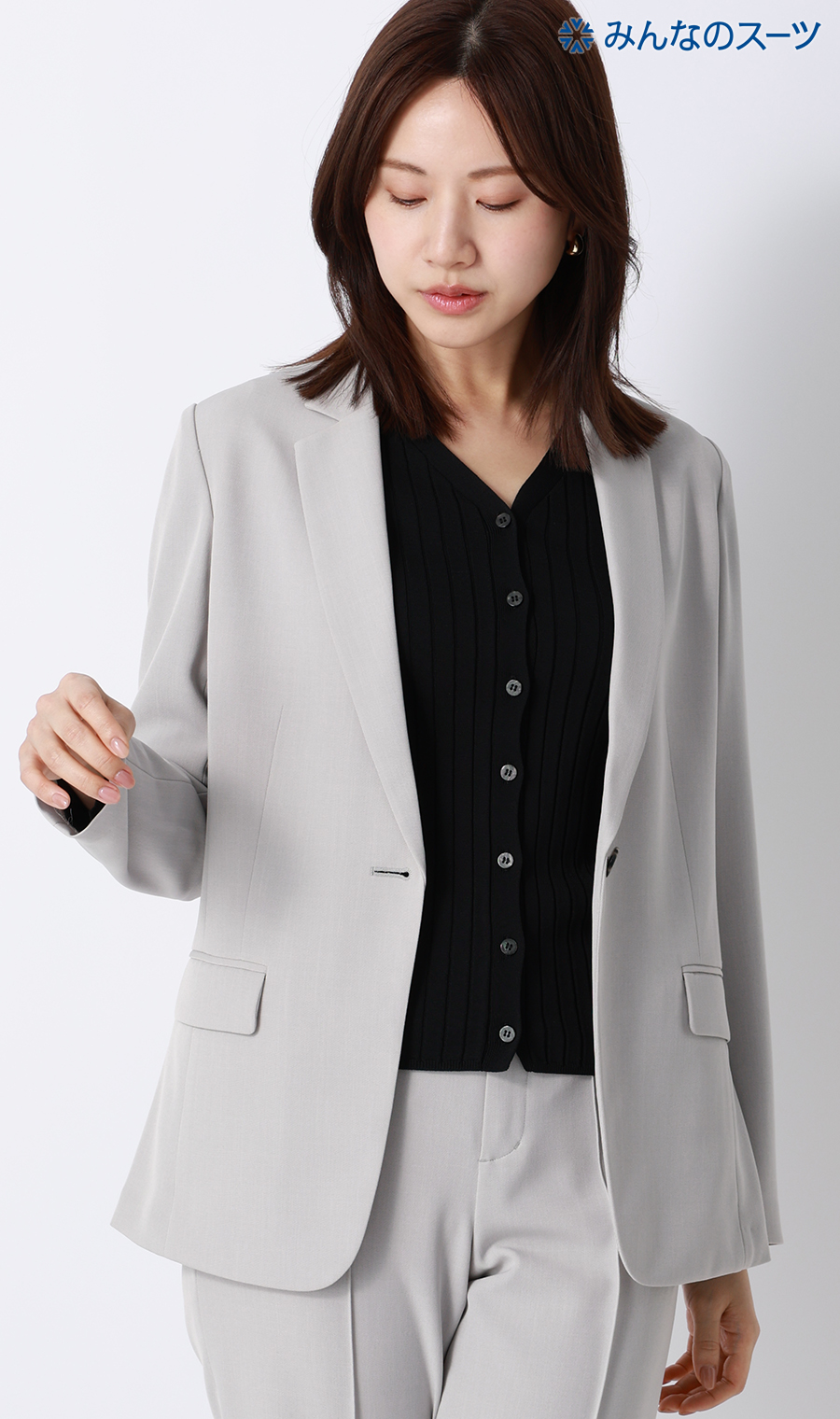 【みんなのスーツ】テーラードジャケット【セットアップ着用可】 ライトグレー SS