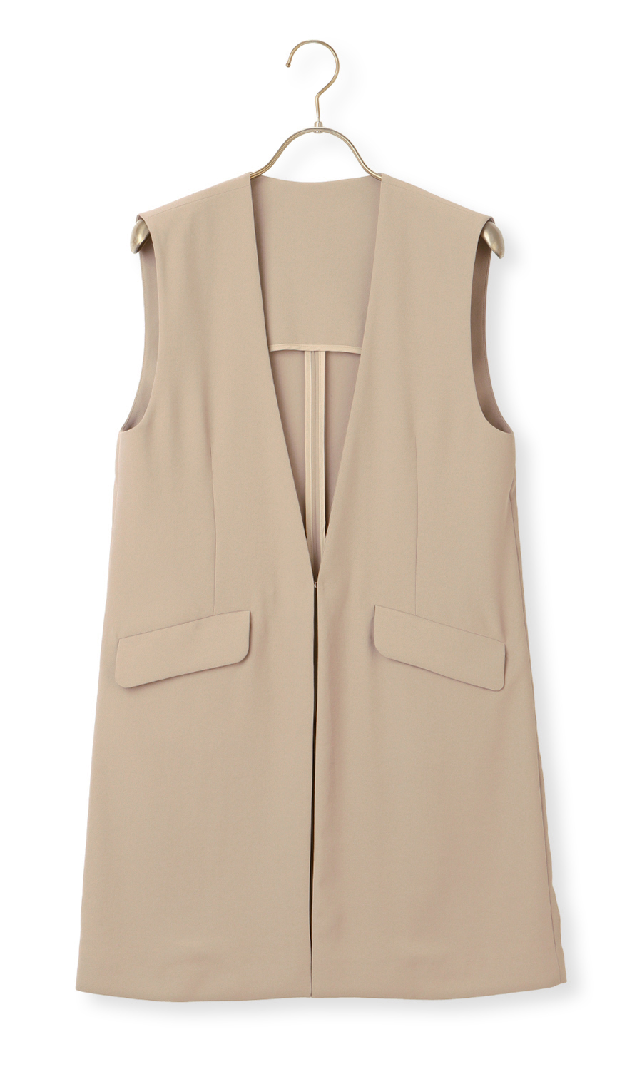 ロングジレ《セットアップ着用可》 ブラウン M