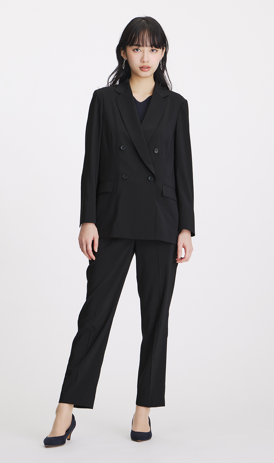 4ボタンダブルジャケット【涼】【超軽量】【セットアップ着用可】【WEB限定】 ブラック S