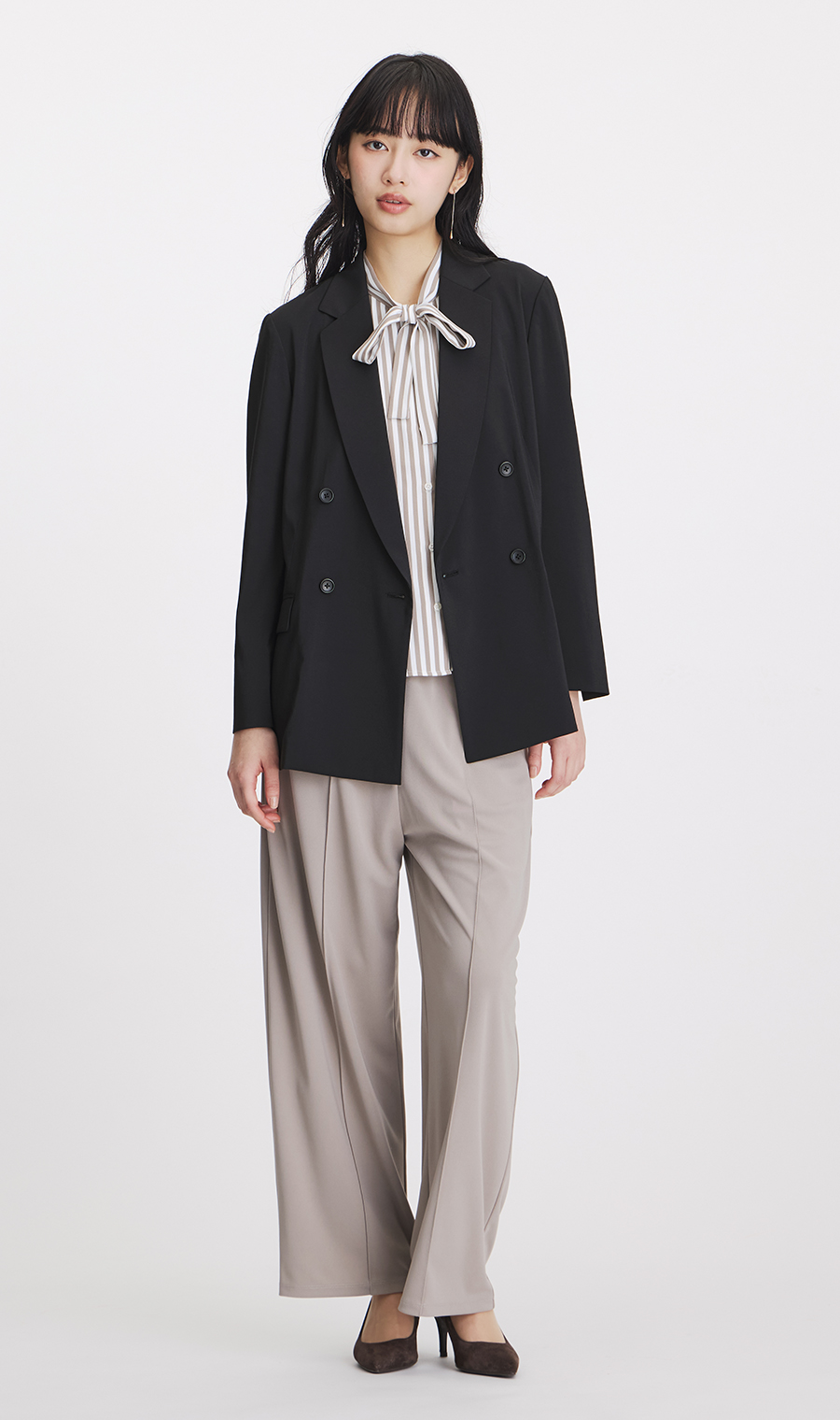 4ボタンダブルジャケット【涼】【超軽量】【セットアップ着用可】【WEB限定】 ブラック S