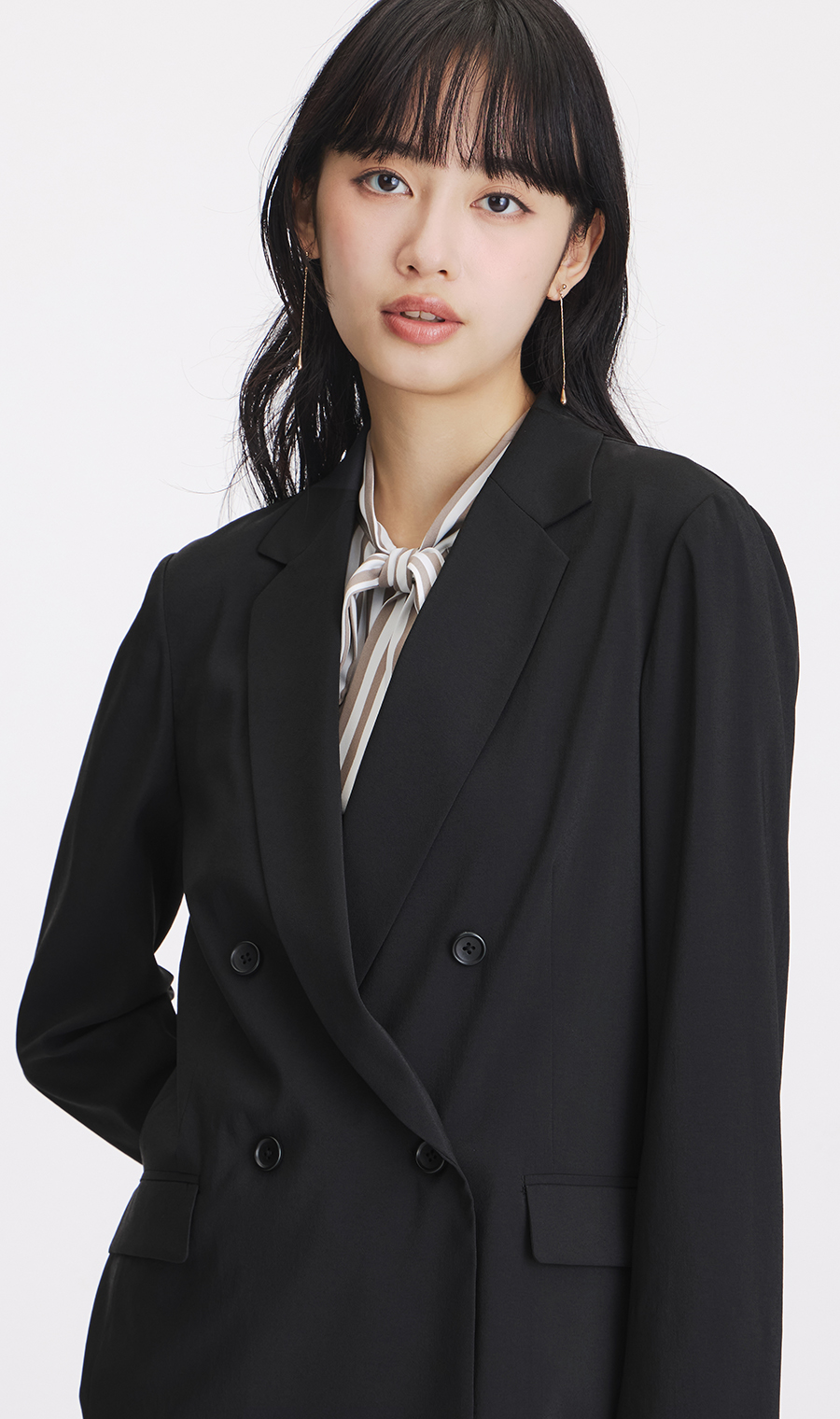 4ボタンダブルジャケット【涼】【超軽量】【セットアップ着用可】【WEB限定】 ブラック S