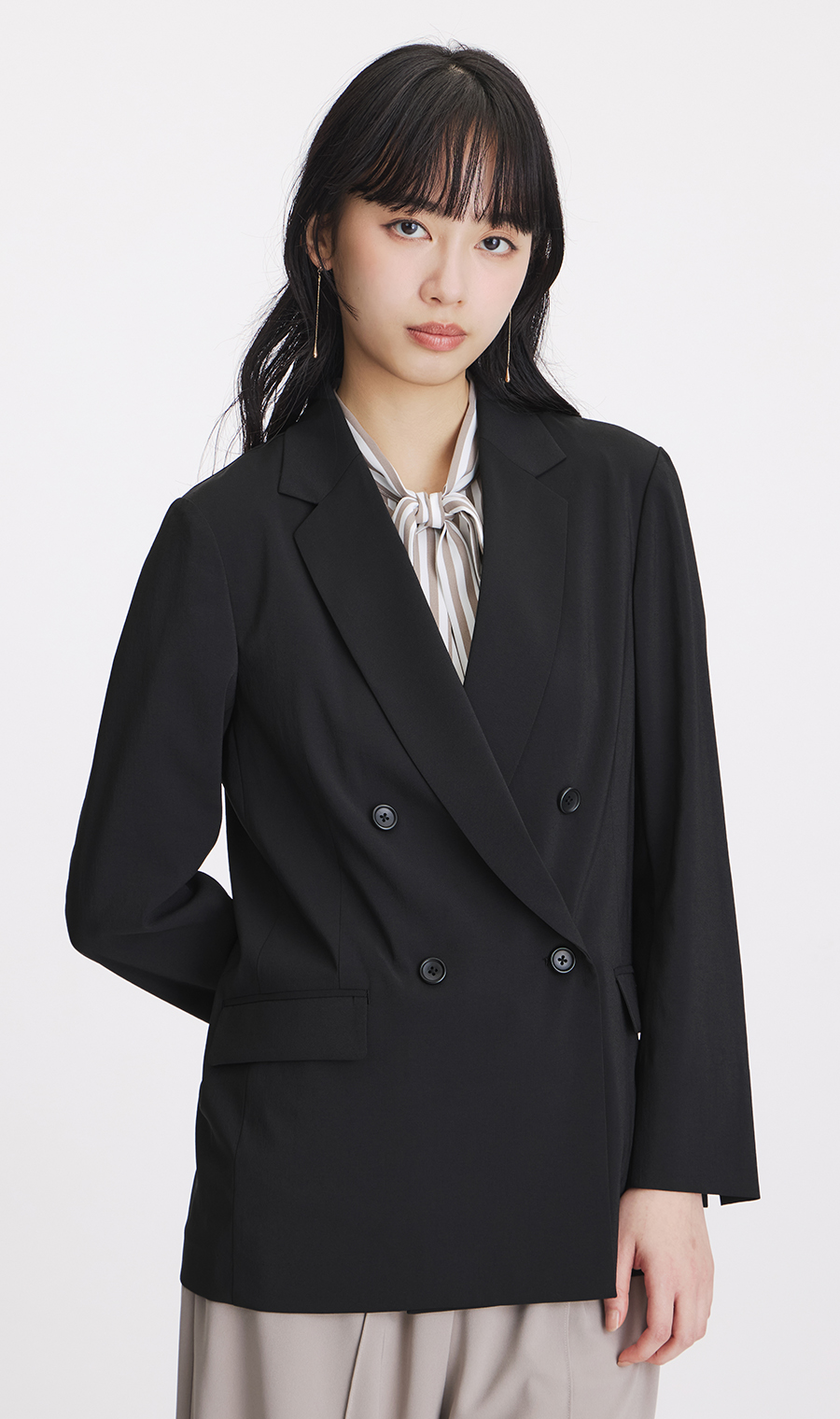 4ボタンダブルジャケット【涼】【超軽量】【セットアップ着用可】【WEB限定】 ブラック S