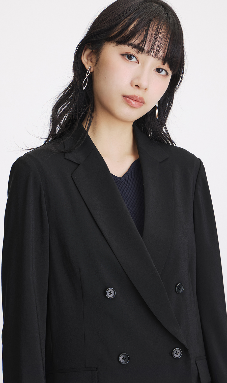 4ボタンダブルジャケット【涼】【超軽量】【セットアップ着用可】【WEB・一部店舗限定】 ブラック LL