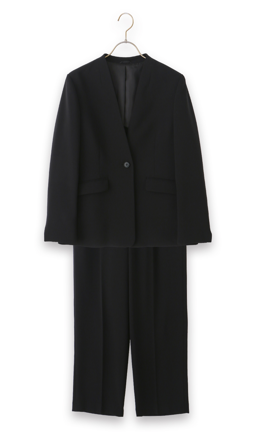 ■Vカラージャケット+セミワイドパンツセット【セット販売】【WEB限定】【裾上げ済み】 ブラック M