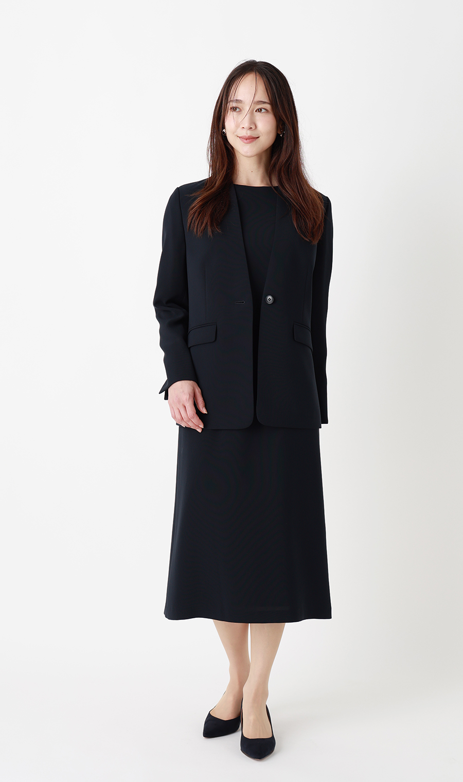 ■Vカラージャケット＋ワンピースセット【セット販売】【WEB限定】 ネイビー M