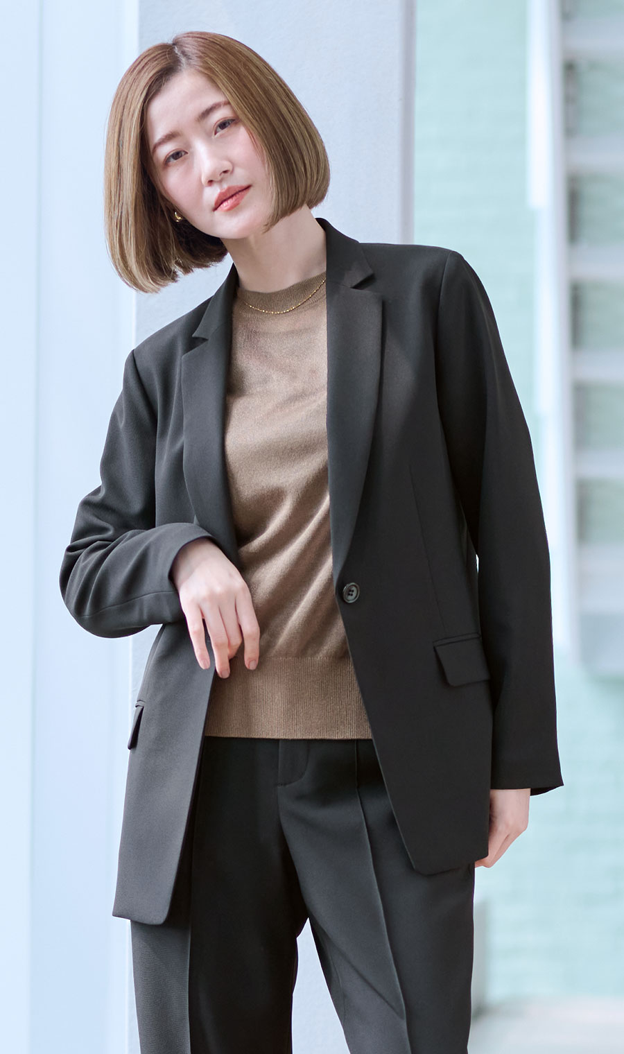 1ボタンテーラードジャケット＋ストレートパンツセット【セット販売】【裾上げ済】【WEB限定】 ブラック S