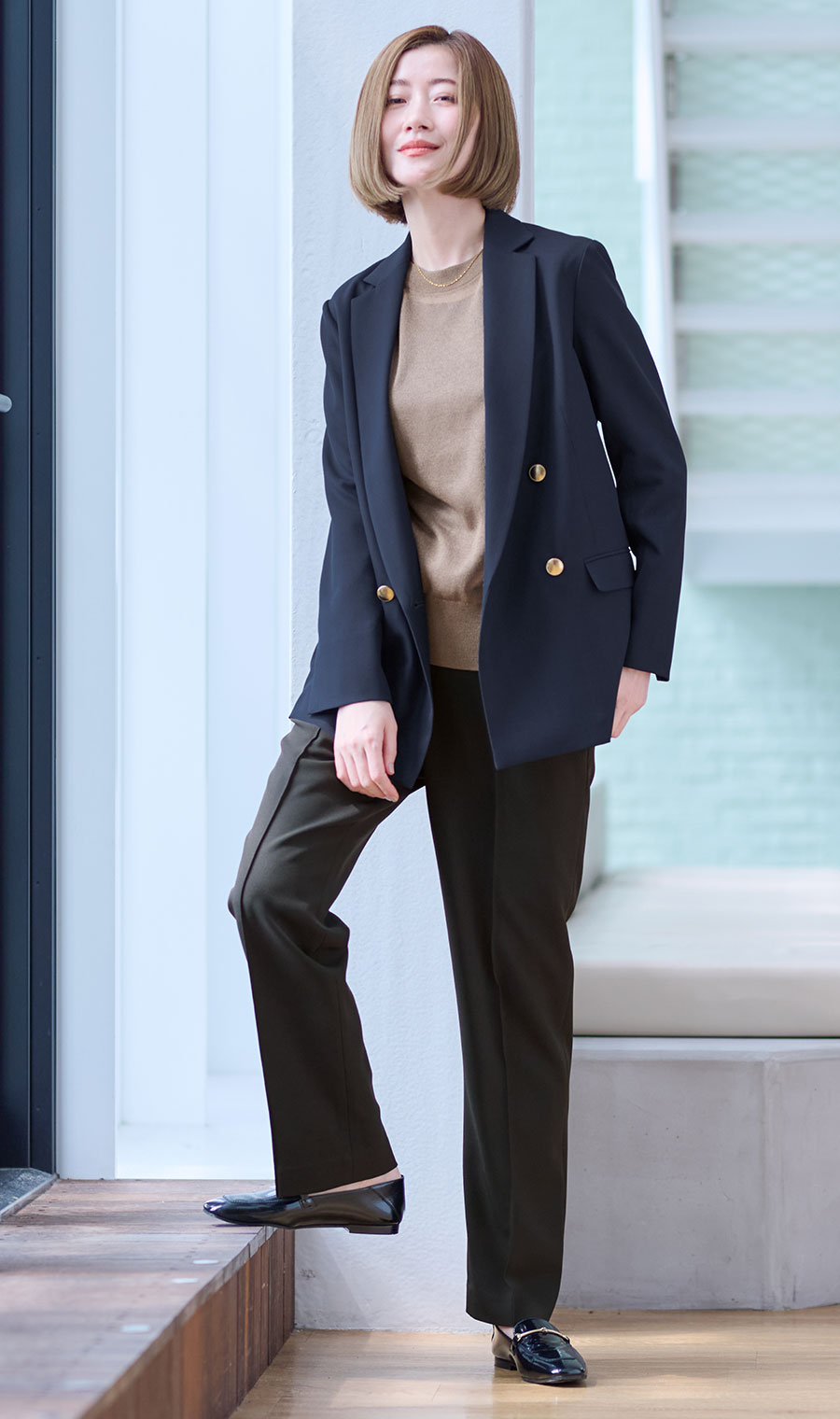 ■1ボタンテーラードジャケット+ストレートパンツセット【セット販売】【裾上げ済】【WEB限定】 ブラック S