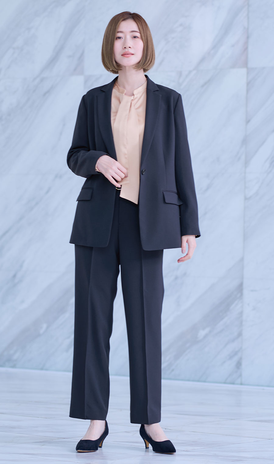 1ボタンテーラードジャケット+ストレートパンツセット【セット販売】【裾上げ済】【WEB限定】 ネイビー S