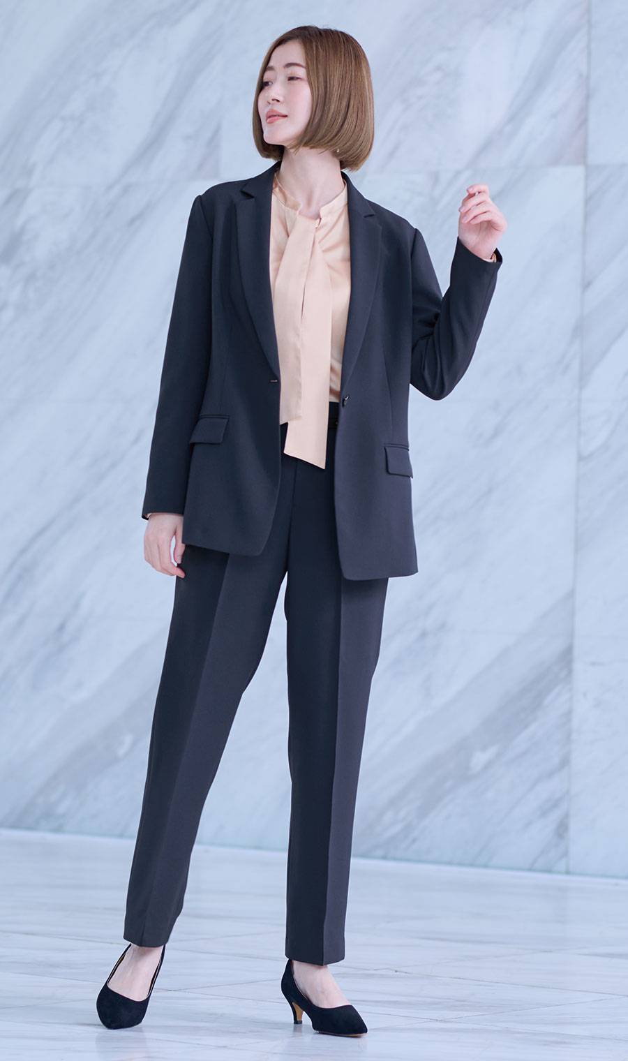 1ボタンテーラードジャケット+ストレートパンツセット【セット販売】【裾上げ済】【WEB限定】 ネイビー S
