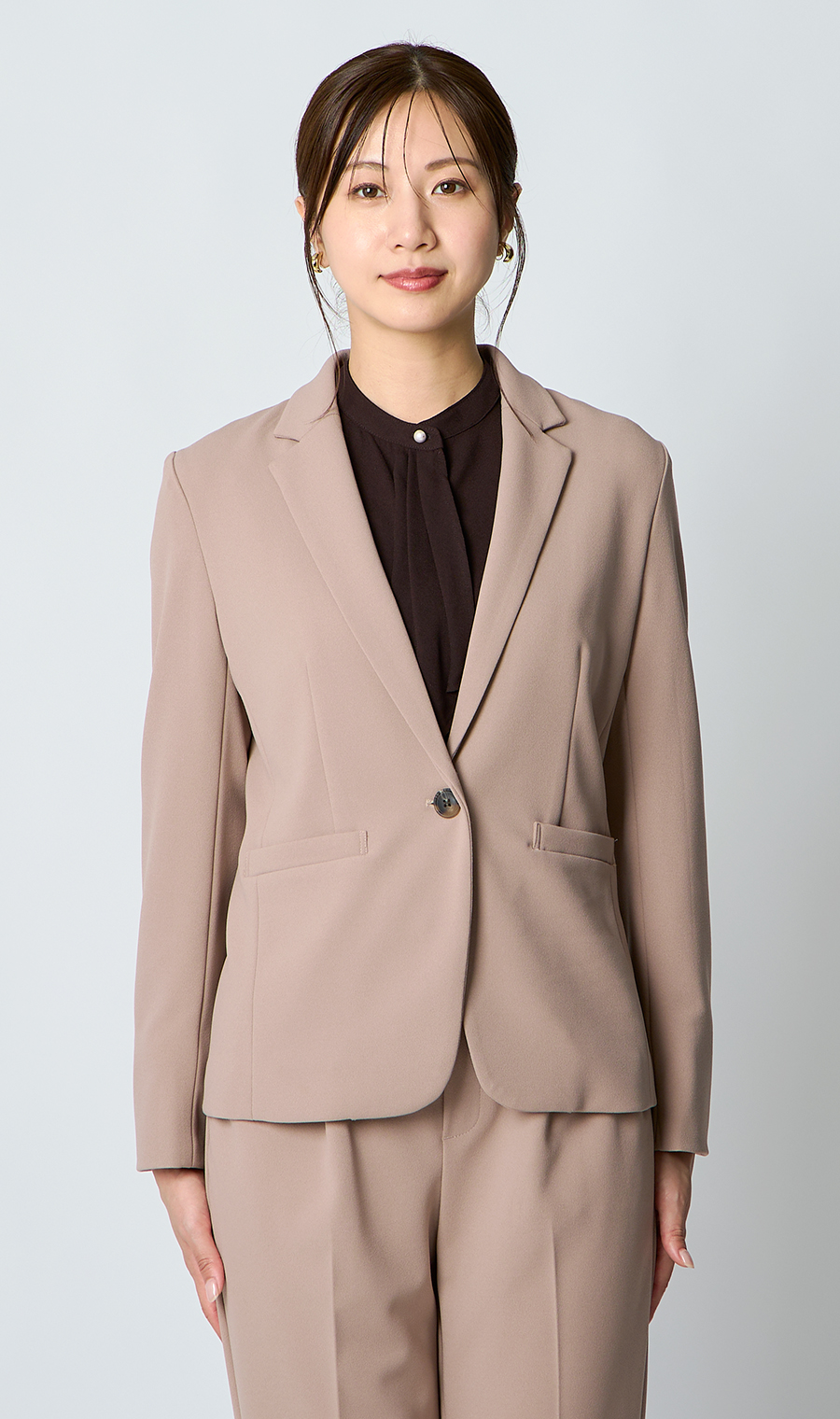 1ボタンテーラードジャケット+テーパードパンツセット【セット販売】【WEB限定】 ベージュ S