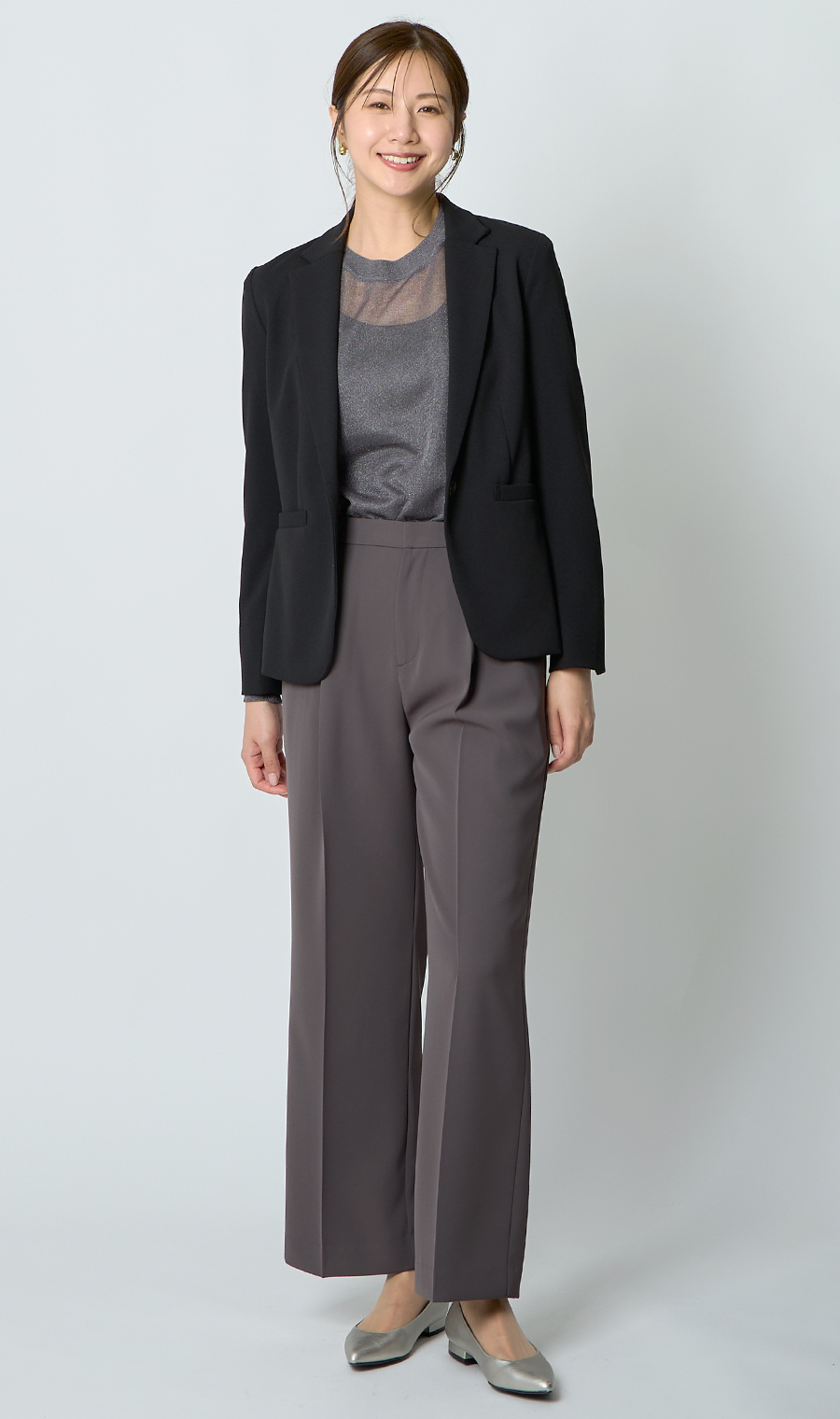 1ボタンテーラードジャケット＋テーパードパンツセット【セット販売】【WEB限定】 ブラック S