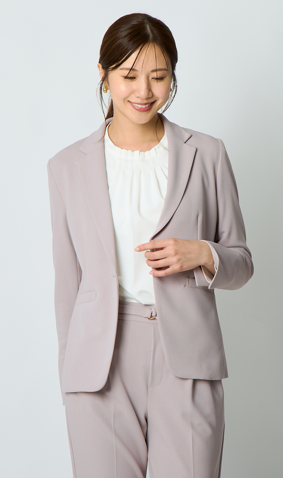1ボタンテーラードジャケット＋テーパードパンツセット【セット販売】【WEB限定】 グレー S