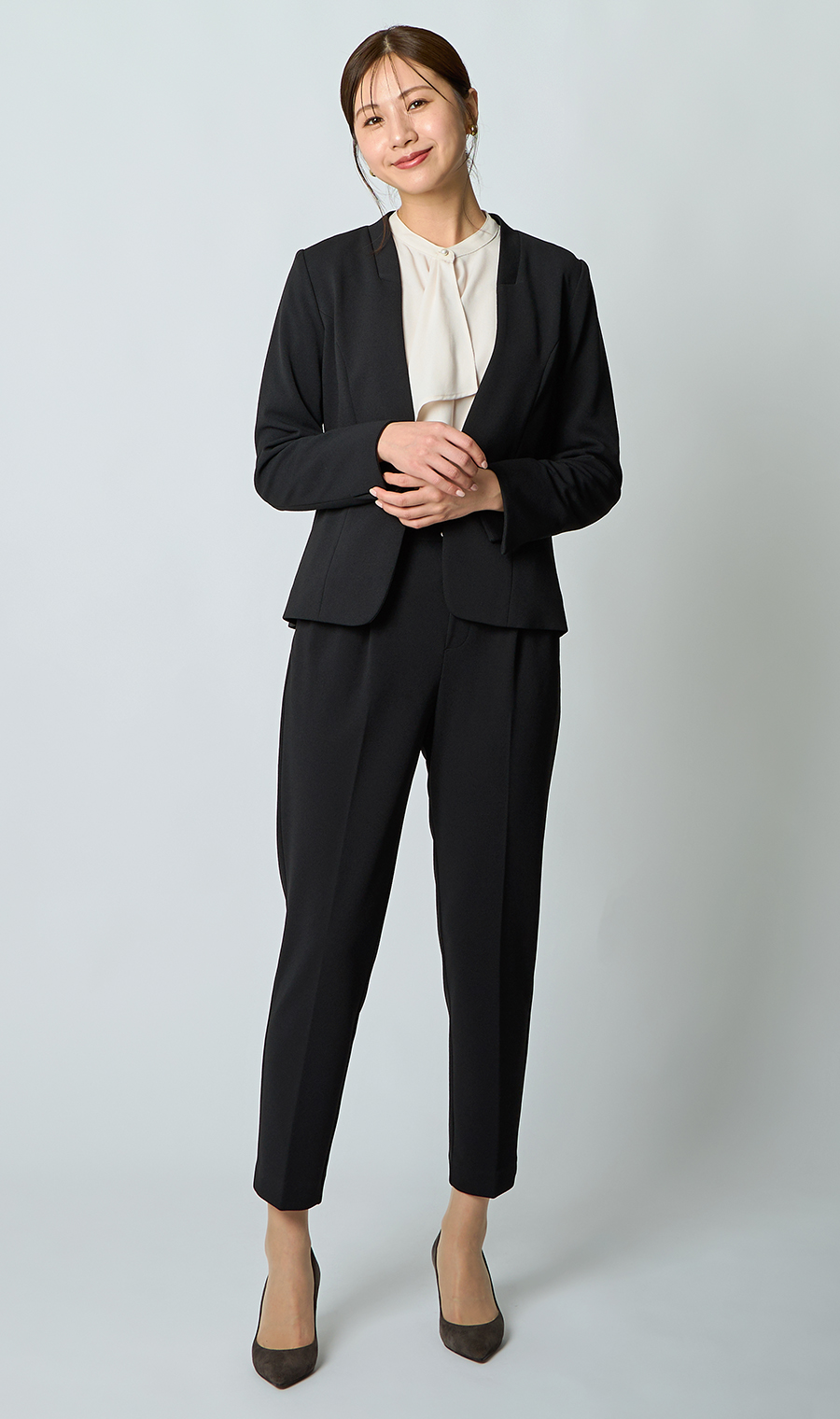 Vカラージャケット＋テーパードパンツセット【セット販売】【WEB限定】 ブラック M