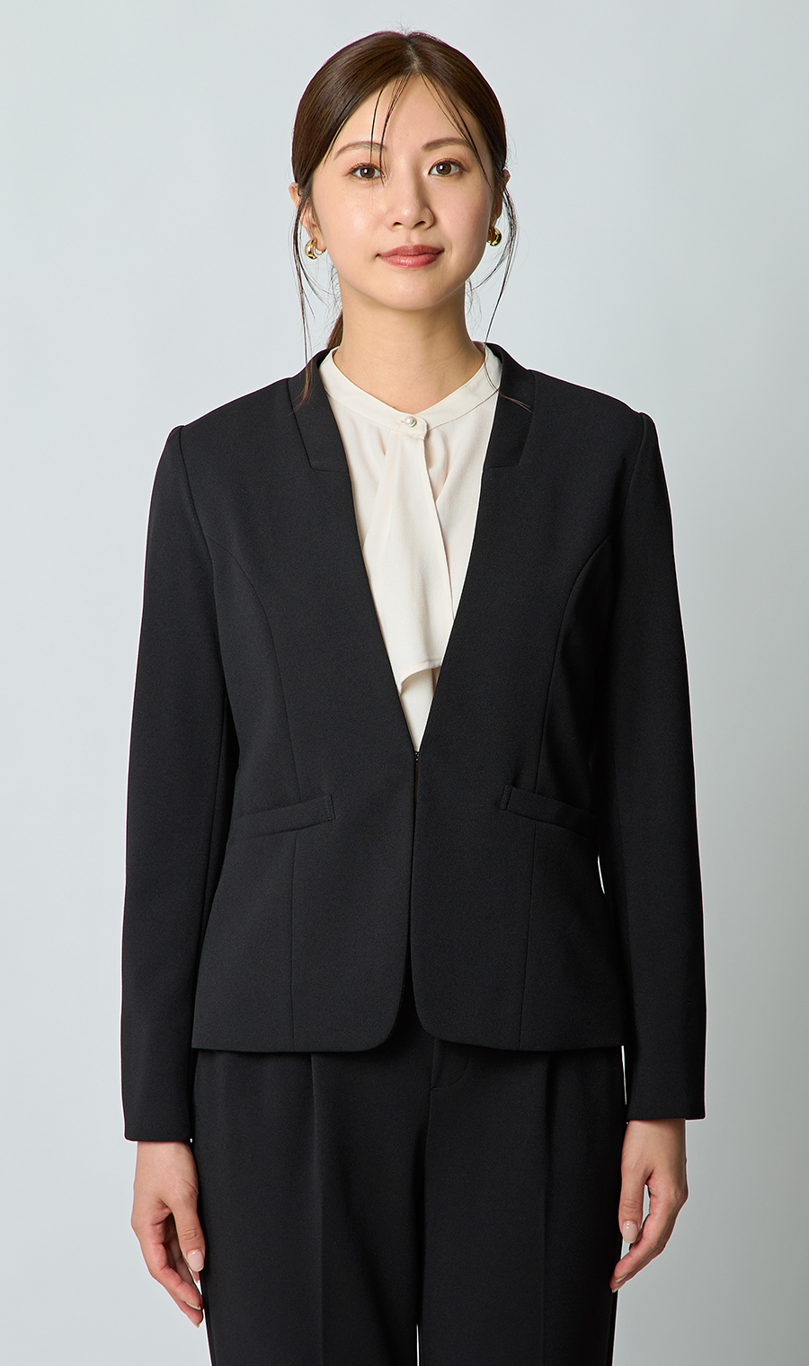 Vカラージャケット＋テーパードパンツセット【セット販売】【WEB限定】 ブラック M