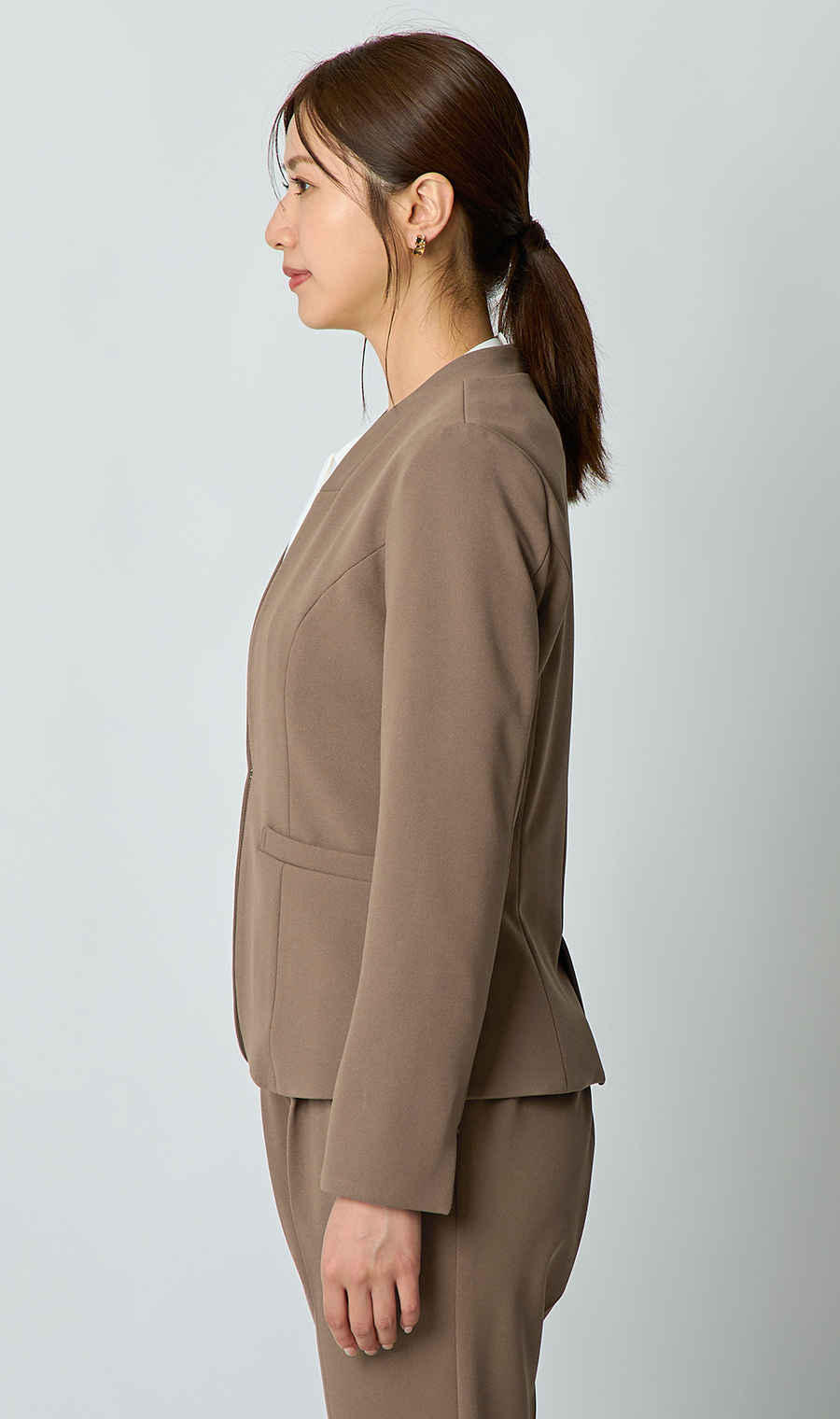 Vカラージャケット＋テーパードパンツセット【セット販売】【WEB限定】 ブラウン M