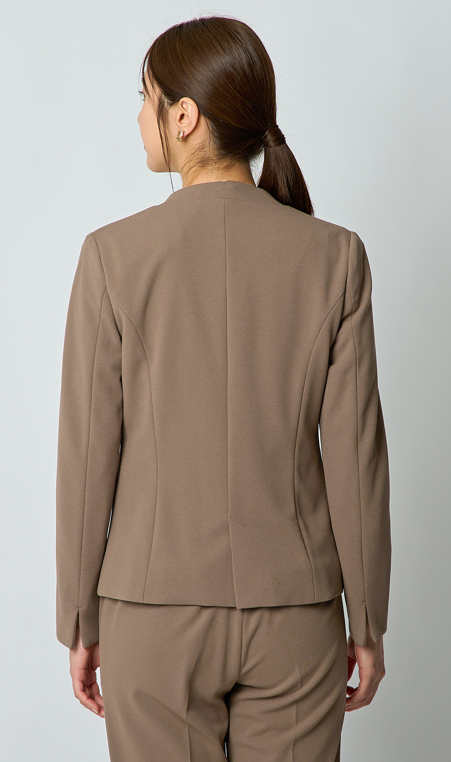 Vカラージャケット＋テーパードパンツセット【セット販売】【WEB限定】 ブラウン M