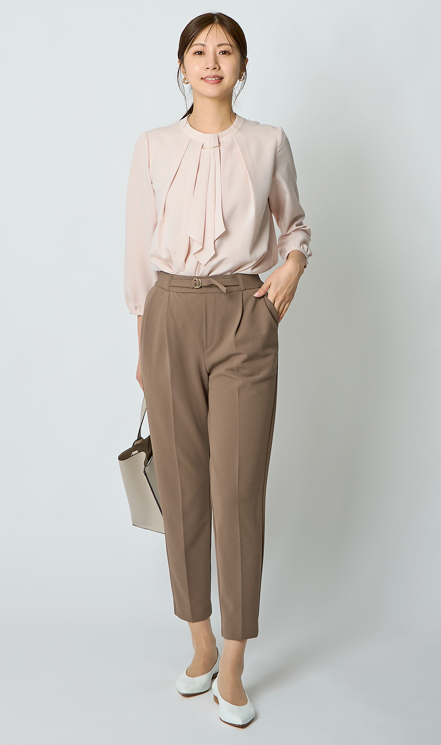 Vカラージャケット＋テーパードパンツセット【セット販売】【WEB限定】 ブラウン M