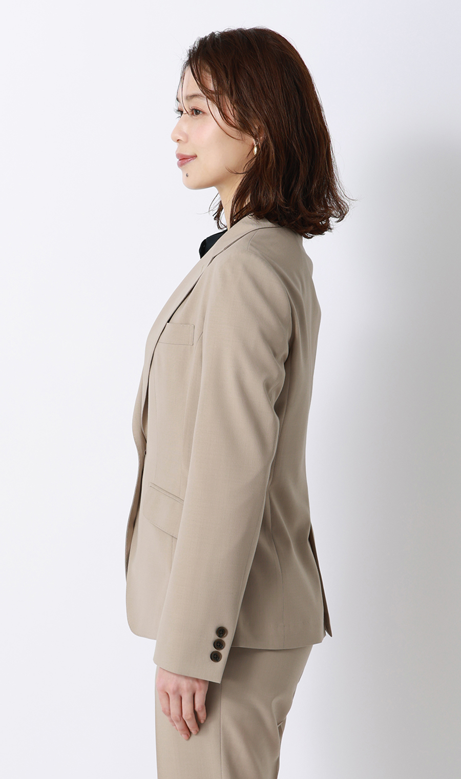 冷感1ボタンテーラードジャケット【SMART MERINO】【セットアップ着用可】【清涼】 ベージュ 13号