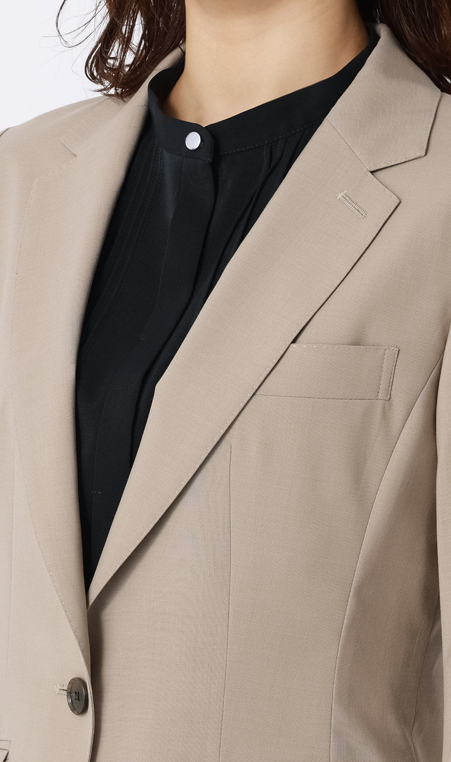 冷感1ボタンテーラードジャケット【SMART MERINO】【セットアップ着用可】【清涼】 ベージュ 13号
