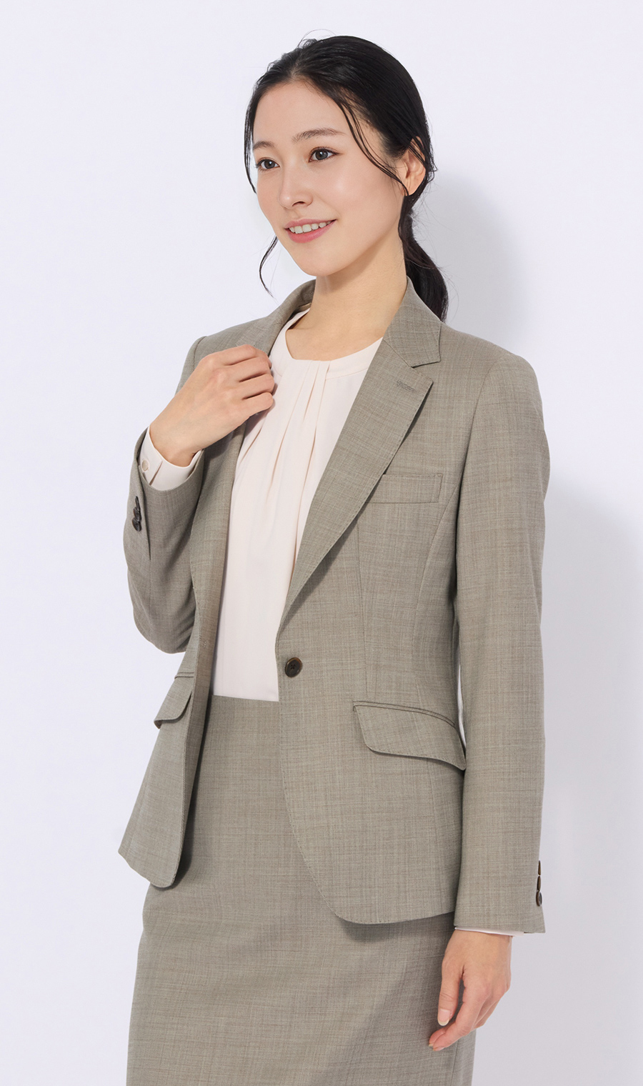 1ボタンテーラードジャケット【Raymond】【セットアップ着用可】 ベージュ 5号