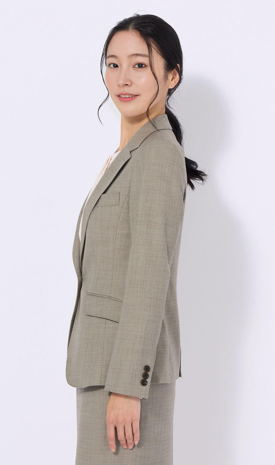 1ボタンテーラードジャケット【Raymond】【セットアップ着用可】 ベージュ 5号