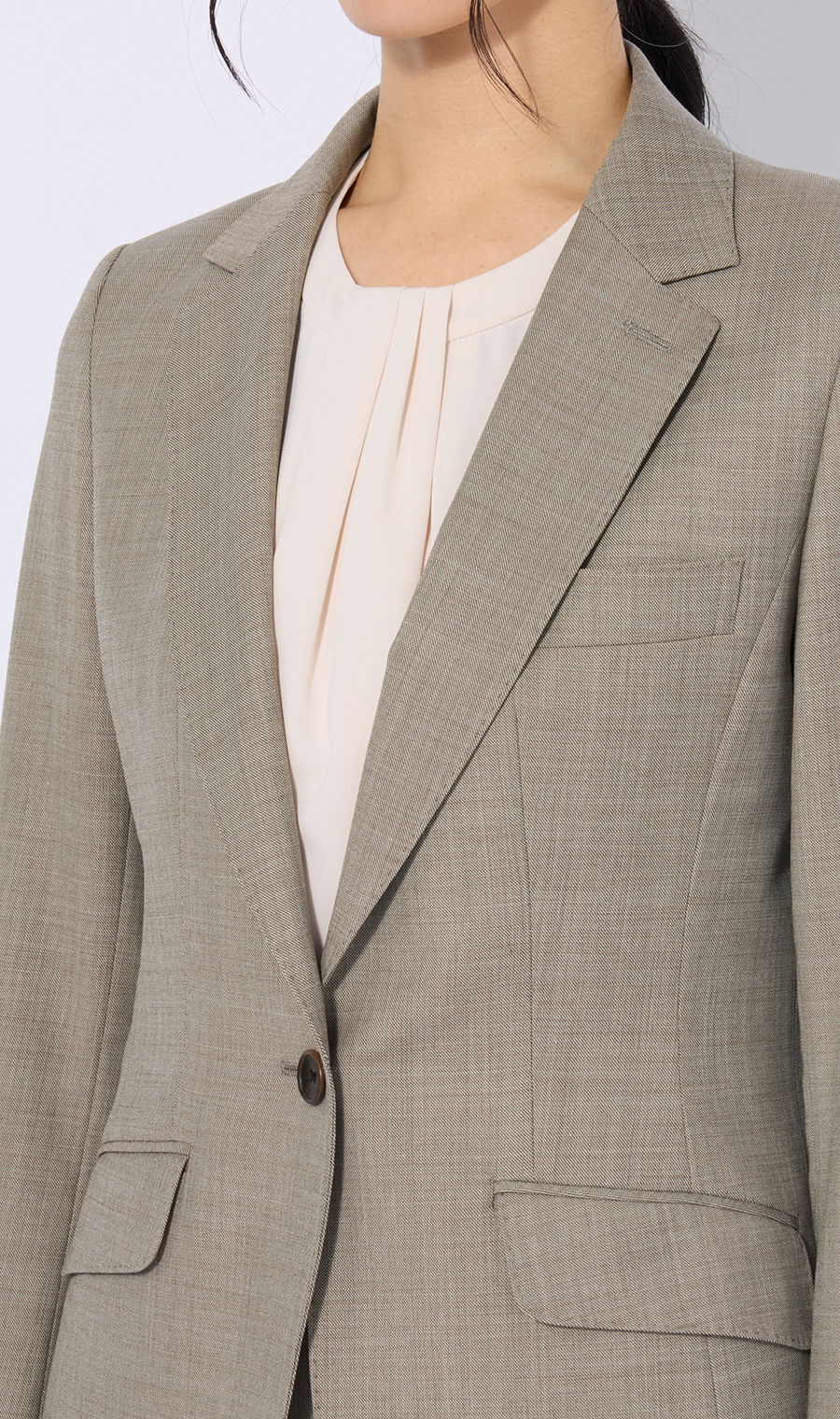 1ボタンテーラードジャケット【Raymond】【セットアップ着用可】 ベージュ 5号