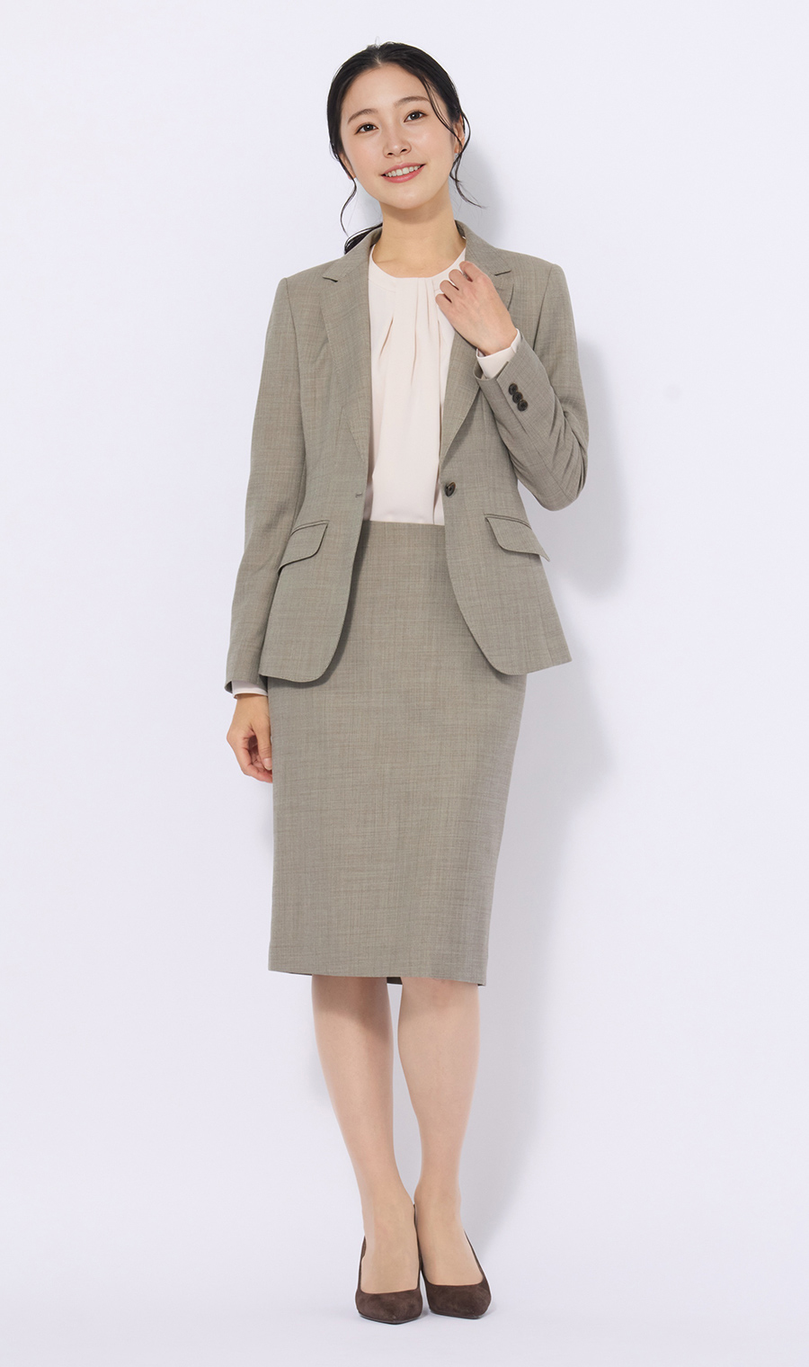 1ボタンテーラードジャケット【Raymond】【セットアップ着用可】 ベージュ 5号