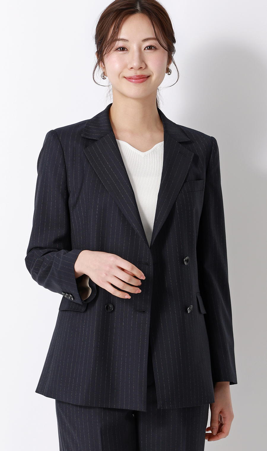 4ボタンダブルジャケット【Super140's】【セットアップ着用可】 ネイビー 5号