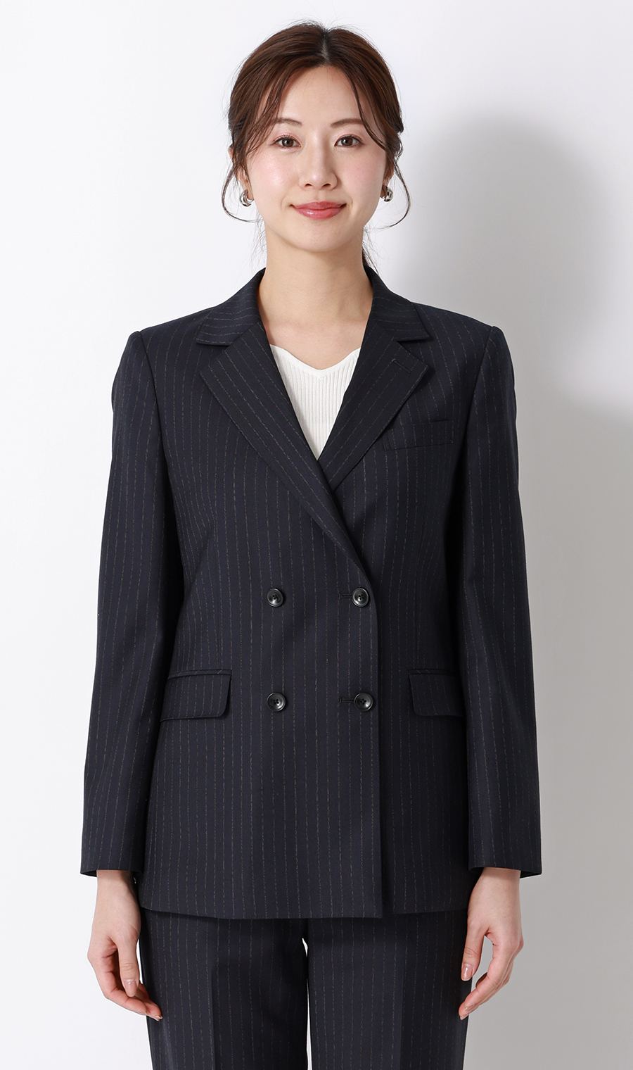 4ボタンダブルジャケット【Super140's】【セットアップ着用可】 ネイビー 5号