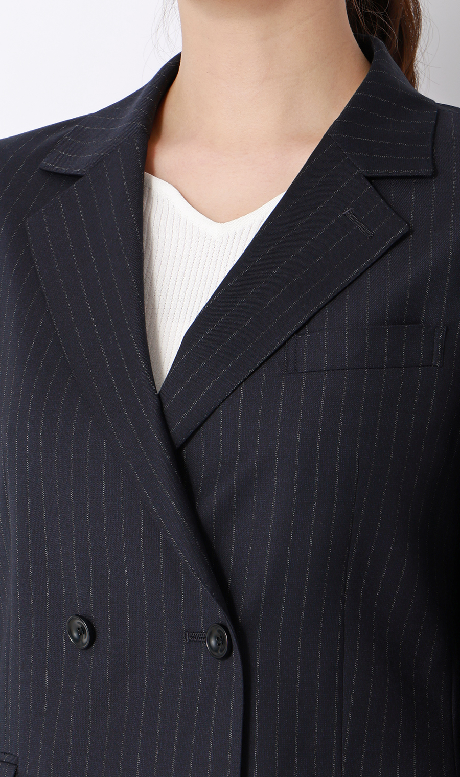 4ボタンダブルジャケット【Super140's】【セットアップ着用可】 ネイビー 5号