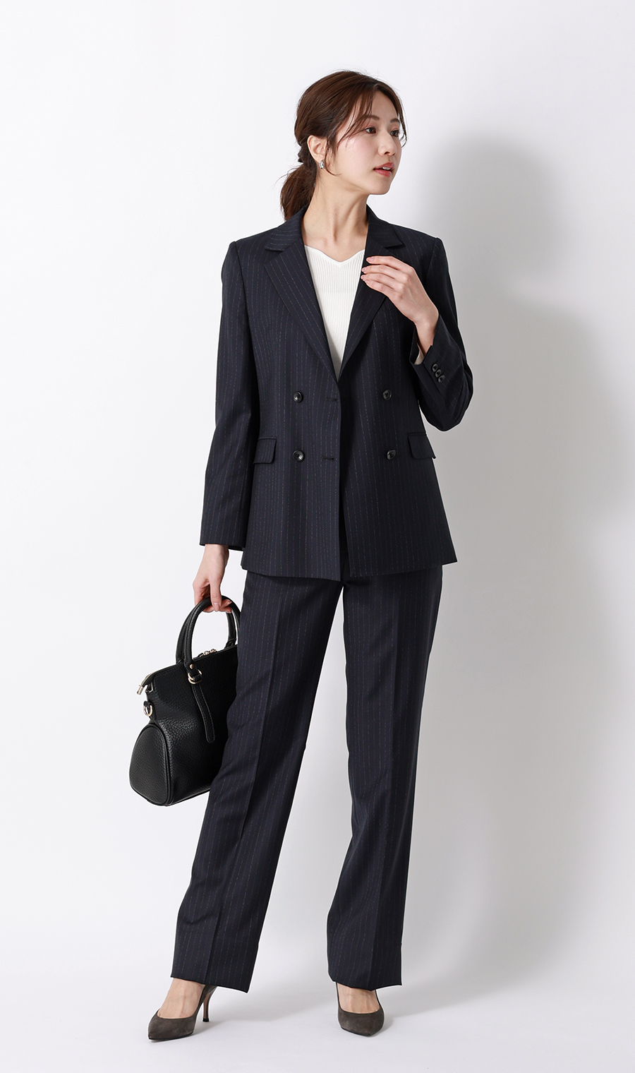 4ボタンダブルジャケット【Super140's】【セットアップ着用可】 ネイビー 5号