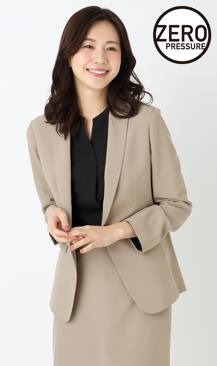 ゼロプレッシャースーツ《1ボタンジャケット》《セットアップ着用可》 ベージュ SS