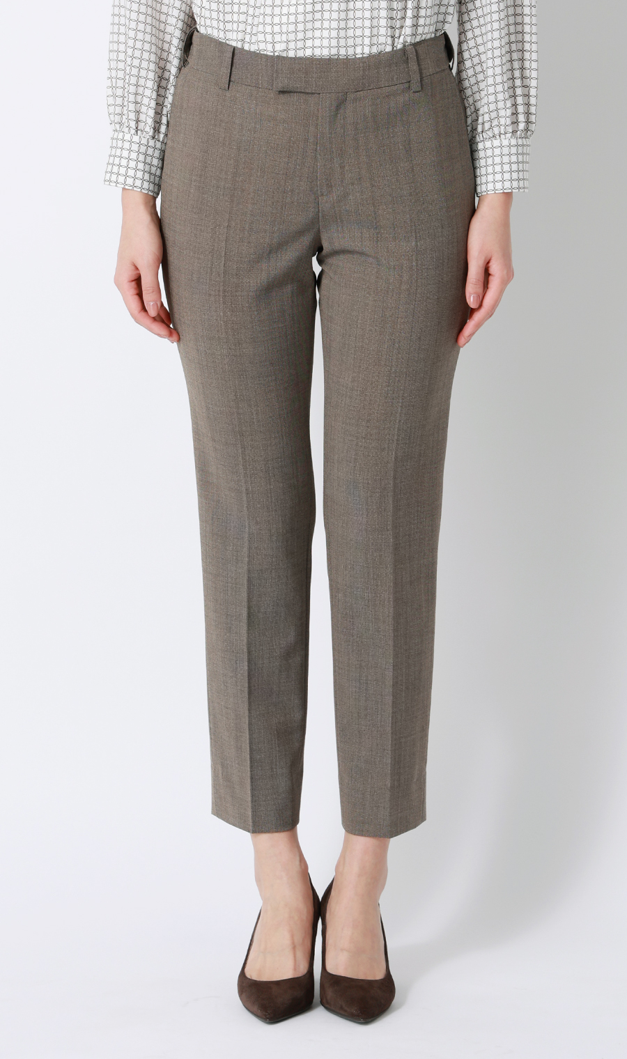 【超ストレッチスーツ】テーパードパンツ【セットアップ着用可】【＃すご】【裾上済み】 ベージュ 7号