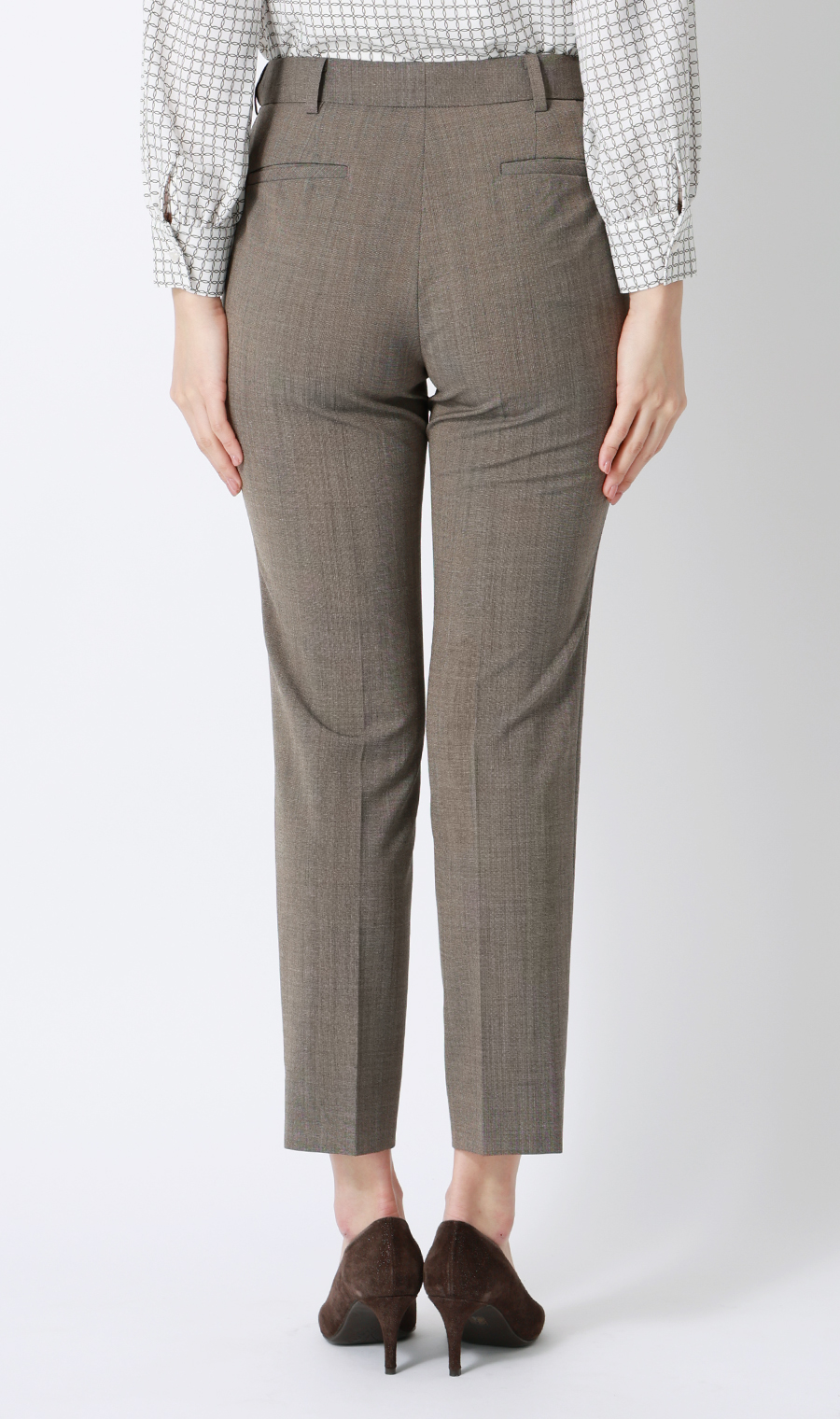 【超ストレッチスーツ】テーパードパンツ【セットアップ着用可】【＃すご】【裾上済み】 ベージュ 7号