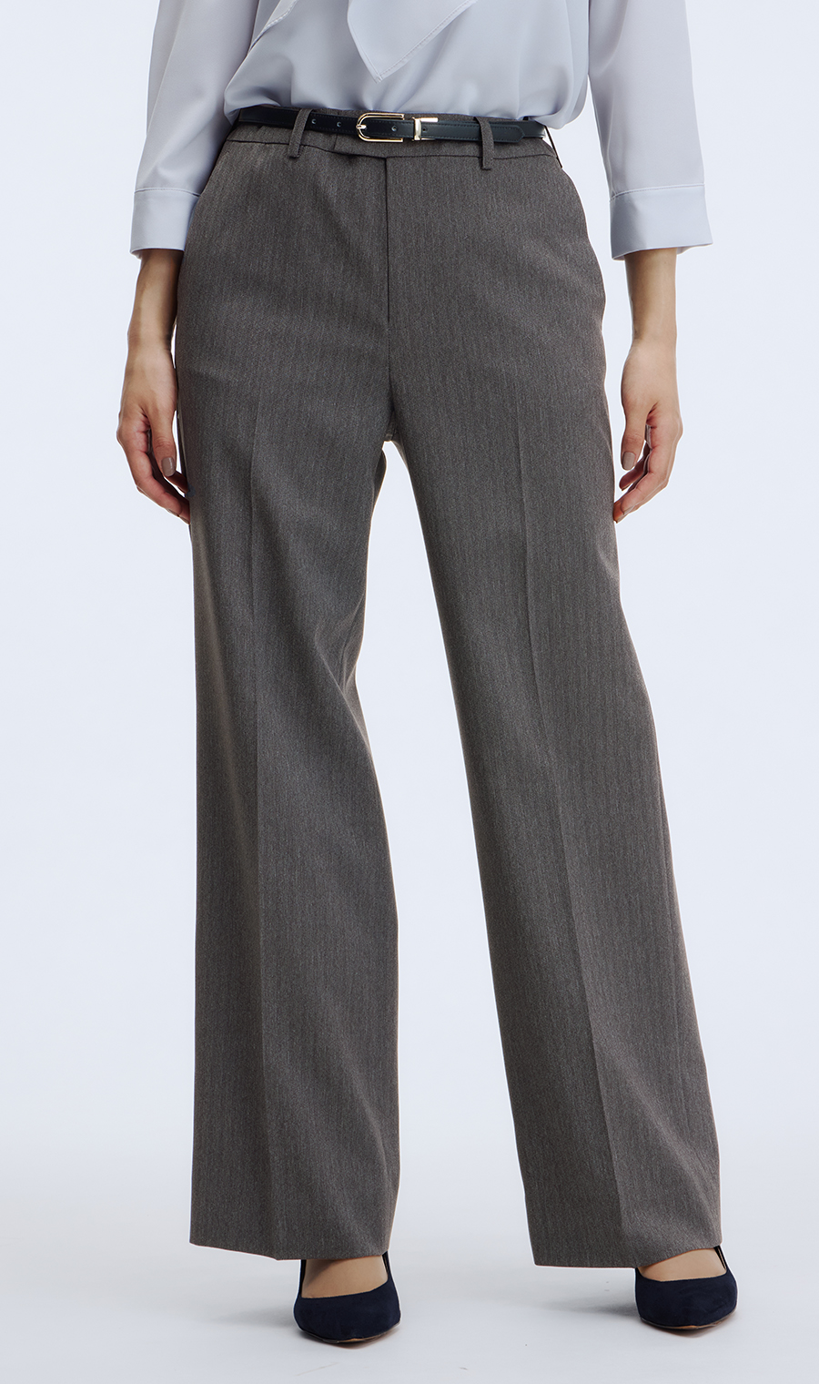 ワイドパンツ【美ジ楽スーツ】【セットアップ着用可】【裾上げ済】 グレー 7号