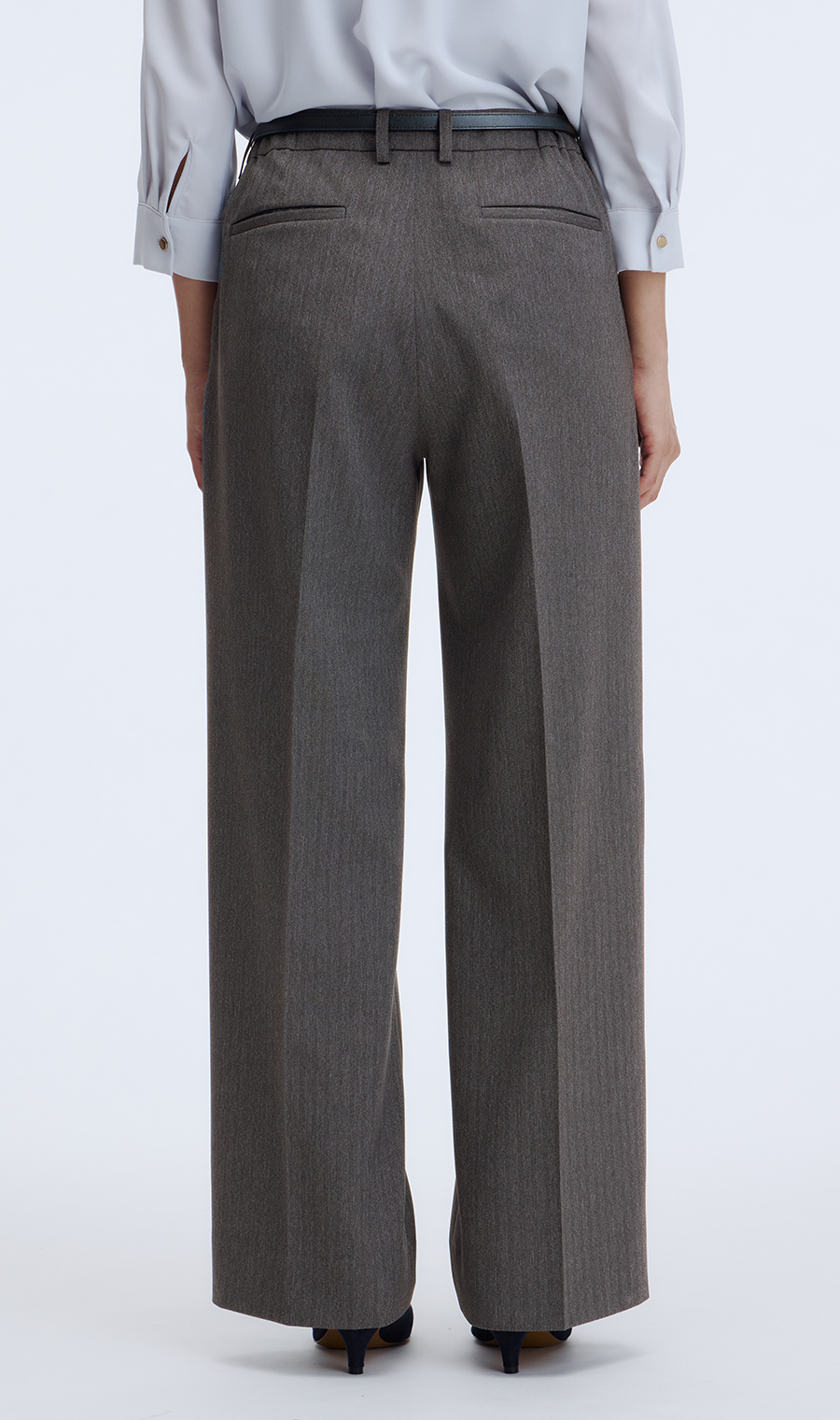 ワイドパンツ【美ジ楽スーツ】【セットアップ着用可】【裾上げ済】 グレー 7号