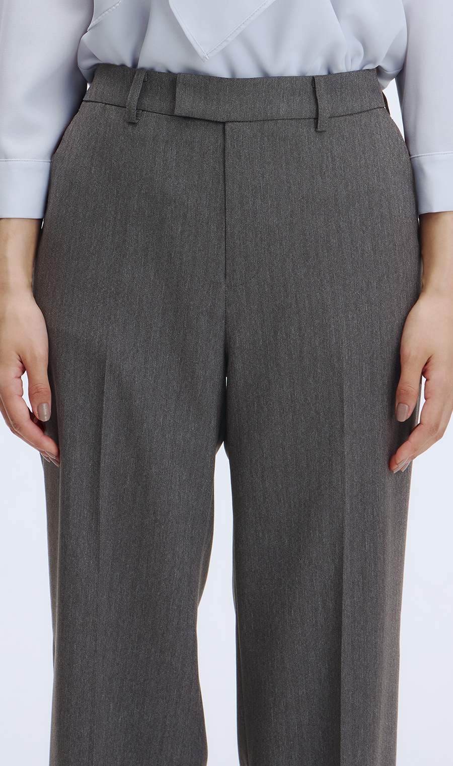 ワイドパンツ【美ジ楽スーツ】【セットアップ着用可】【裾上げ済】 グレー 7号
