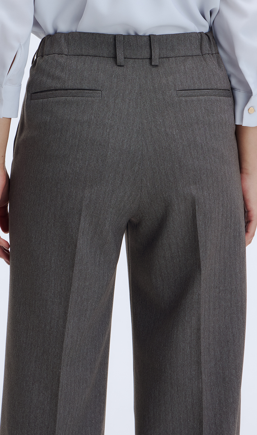 ワイドパンツ【美ジ楽スーツ】【セットアップ着用可】【裾上げ済】 グレー 7号