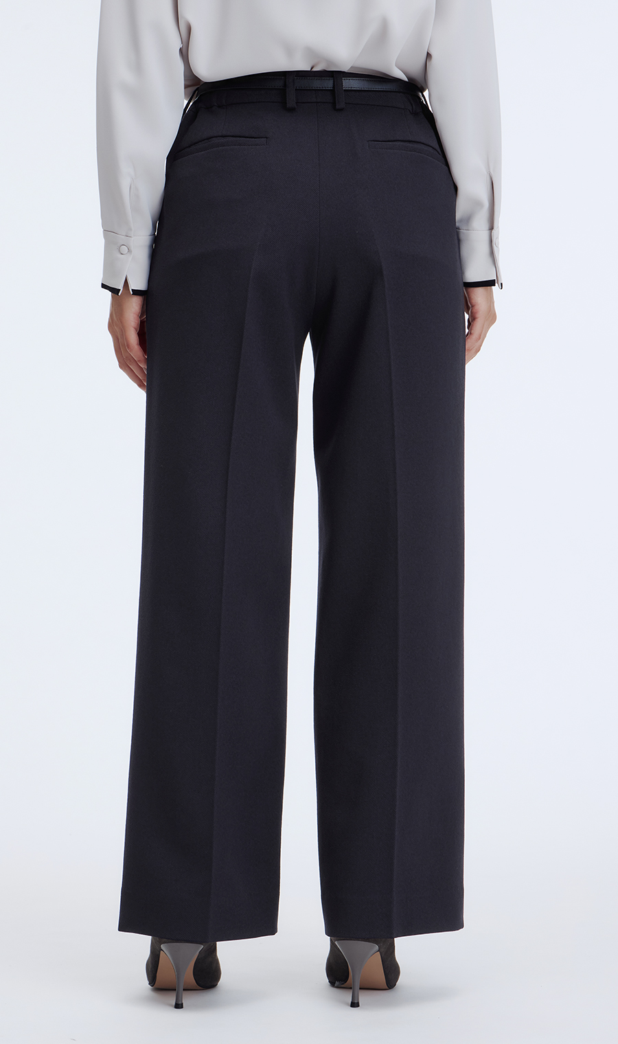 ワイドパンツ【美ジ楽スーツ】【セットアップ着用可】【裾上げ済】 ネイビー 5号