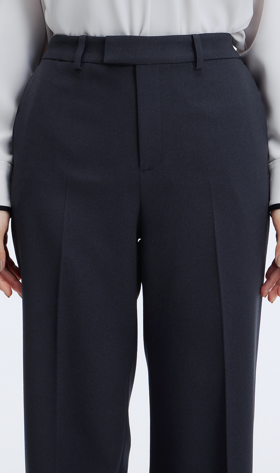 ワイドパンツ【美ジ楽スーツ】【セットアップ着用可】【裾上げ済】 ネイビー 5号