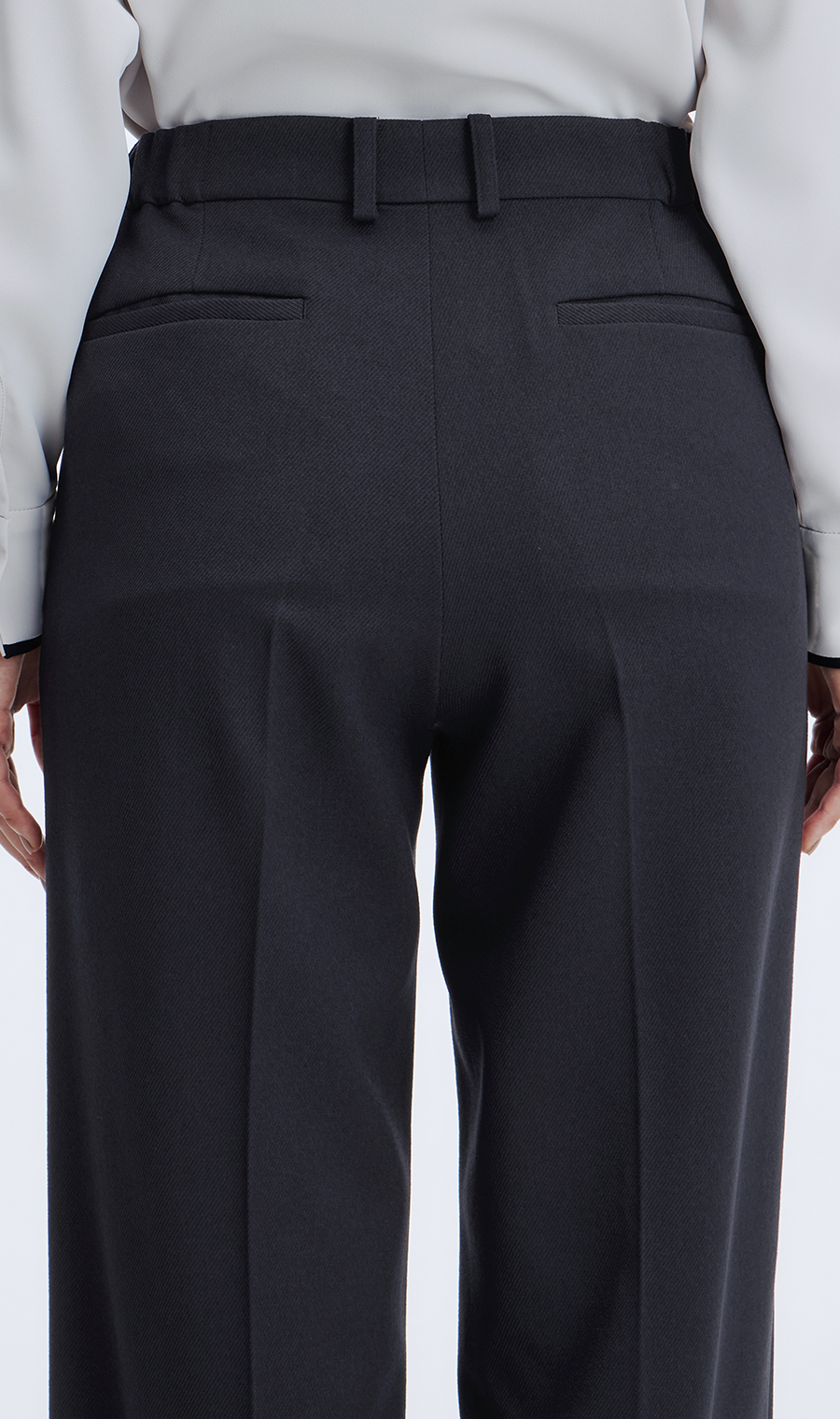 ワイドパンツ【美ジ楽スーツ】【セットアップ着用可】【裾上げ済】 ネイビー 5号