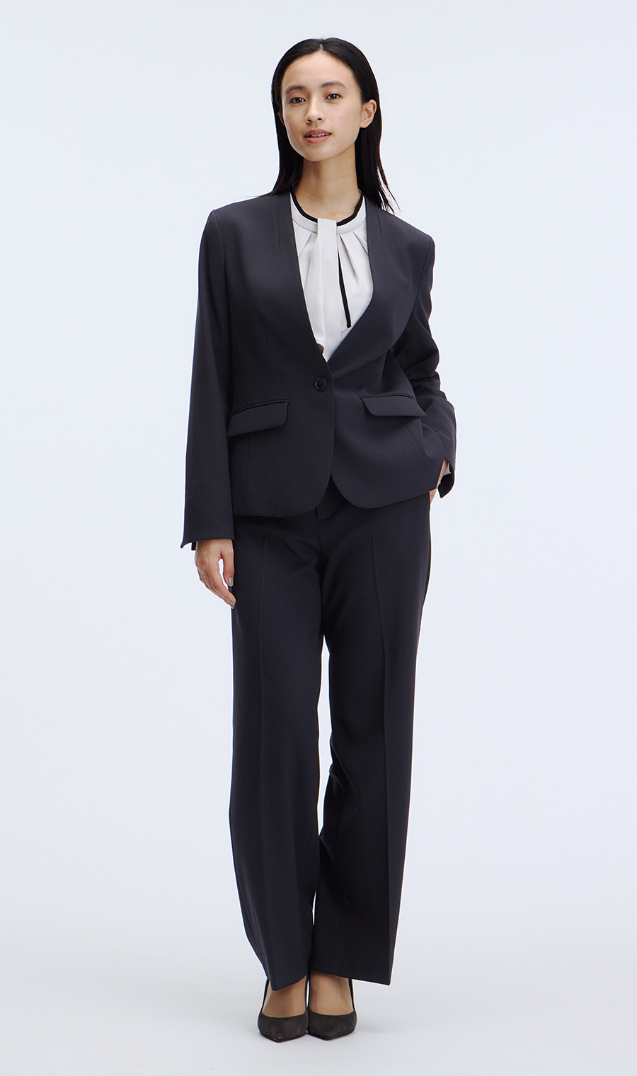 【美品】PLST ワイドパンツ　スーツ SUIT SQUARE 【スーツスクエア】レディース タックワイドパンツ